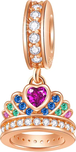 EMOSTAR Rose Gold Valentine's Day Charms fits European Bracelet, Boy and Girl in Love, I Love You Gesture, Stars Crescent Moon, Crown, Celtic Knot