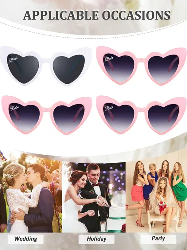 Miniatura 6 de 12 pares de lentes de sol en forma de corazón para despedida de soltera, para dama de honor, decoración de boda, M