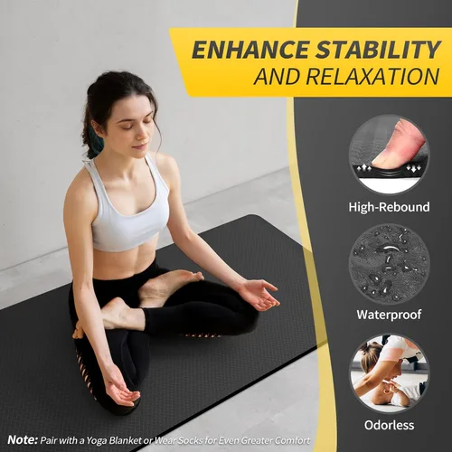 Miniatura 4 de CAMBIVO Tapete de yoga para mujeres, hombres y niños, 1/3, 1/4 y 2/5 pulgadas, extra grueso, antideslizante, 72 x 24 pulgadas, tapete de yoga