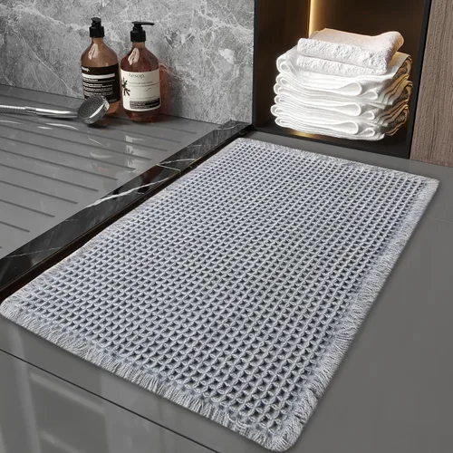 Miniatura 8 de Alfombras de baño de punto gofre, estilo bohemio, súper absorbente, antideslizante, lavable, ultra suave, con parte trasera de goma, tapetes de baño