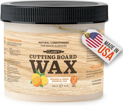 Miniatura 10 de CLARK'S Cera para tabla de cortar, mantequilla de madera 2 en 1 y aceite mineral de grado alimenticio con cera de abejas, acondicionador de bloque