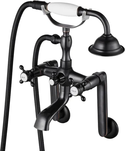 Miniatura 13 de gotonovo Clawfoot - Grifo de bañera con grifo de ducha de mano, juego victoriano de doble cruz con brazos oscilantes ajustables en el centro de 6