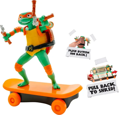 Miniatura 9 de Teenage Mutant Ninja Turtles 12.7 cm Edición de película Sewer Shredders Michelangelo Figura de acción trituradora para edades 3+