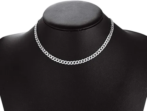 Miniatura 2 de PROSTEEL 925 Sterling Silver Cuban Link Chain Necklace, Dainty Figaro Chains, Solid & Shiny, 3mm5mm, 14-28 inch, Come Gift Box