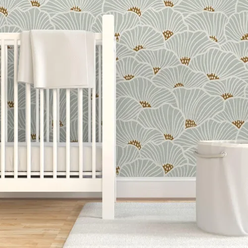 Miniatura 6 de Spoonflower Muestro de papel tapiz extraíble - Flores neutras modernas líneas geométricas suaves costeras a gran escala papel pintado prepegado