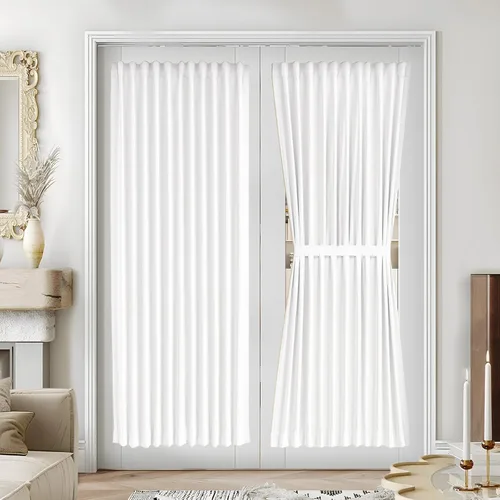Miniatura 28 de Vatge - Cortinas autoadhesivas para puerta francesa, tratamiento de ventana con filtro de luz sin varillas ni perforaciones para puertas de cristal