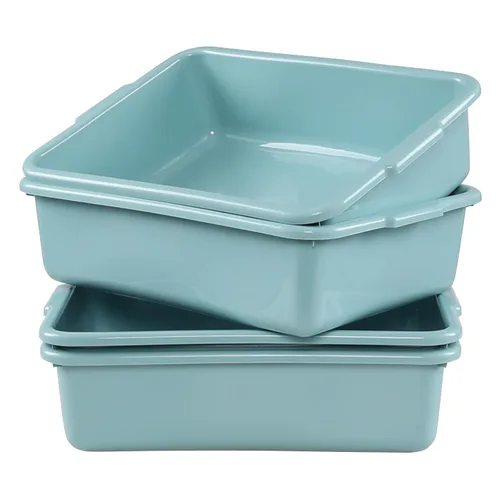 Jekiyo 4 paquetes de 13 L tina de autobús comercial, lavabo de plástico para platos Verde