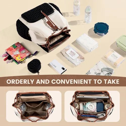 Miniatura 2 de LOVEVOOK Mochila para pañales, bolsa de bebé pequeña, bonita bolsa de pañales para bebé, elegante bolsa de viaje resistente al agua para mamá, Negro