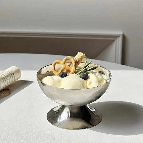 Miniatura 7 de Taza de helado, 4 cuencos de acero inoxidable para servir postres, tazones para salsa, mini tazones de yogur con patas redondas, tazas de dulces