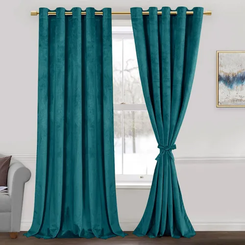 Miniatura 89 de JIUZHEN - Cortinas de terciopelo gris de 63 pulgadas opacas para sala de estar - Cortinas gruesas de terciopelo con ojales para ventana