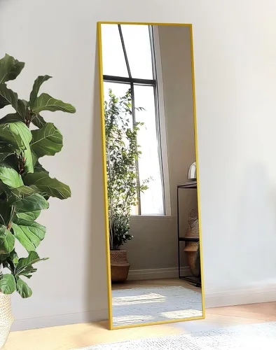 Miniatura 9 de TRAHOME Espejo de cuerpo entero, espejo grande de pie para piso con marco de aluminio para dormitorio, sala de estar, baño (negro)