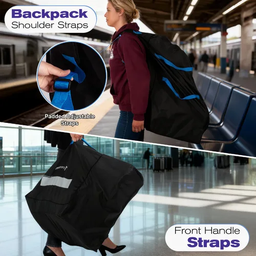Miniatura 5 de Fosmon Bolsa de viaje para asiento de automóvil para avión, correas acolchadas ajustables para mochila, bolsa grande para viajes aéreos, funda