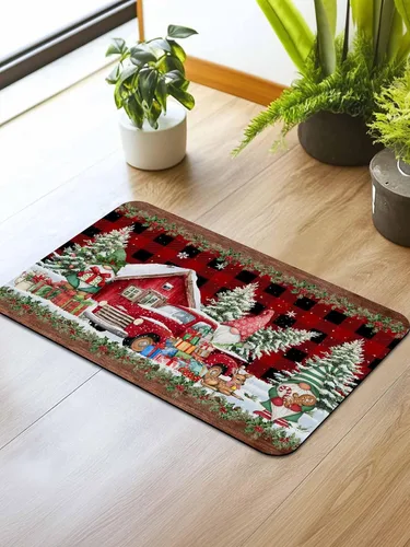 Miniatura 2 de Tapete de baño de Navidad a cuadros para bañera, antideslizante, de secado rápido y absorbente, tierra de diatomeas, fregadero, cocina, sala