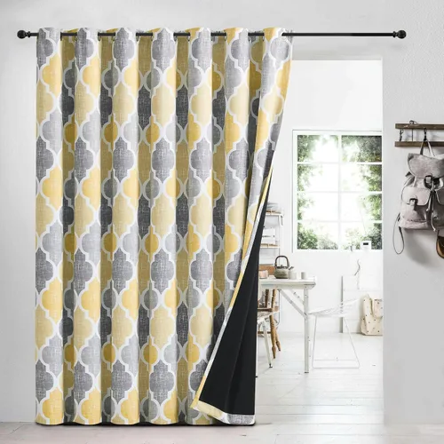 Miniatura 32 de Beauoop Cortinas 100% Opacas de 45 Pulgadas de Largo, 2 Paneles para Dormitorio, Sala de Estar, Gris Aqua Marroquí Geométrico, Oscurecimiento