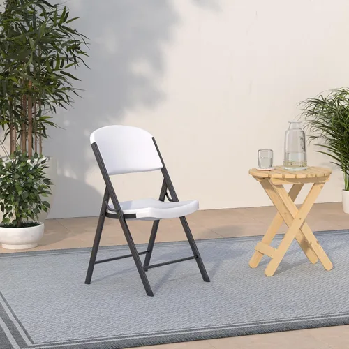 Miniatura 2 de Lifetime Silla plegable contorneada de grado comercial, color blanco (paquete de 4)