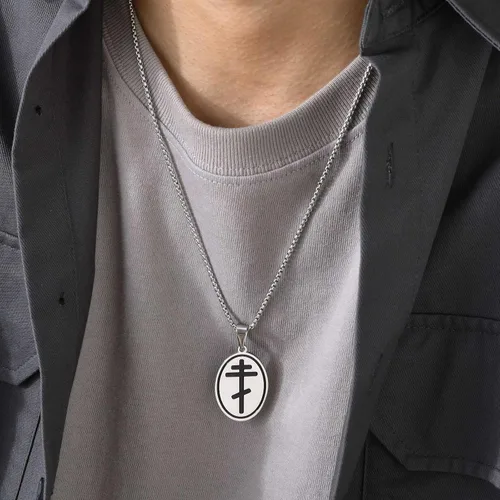 Miniatura 4 de Collar con colgante de cruz ortodoxa para hombre, cadena de cruz religiosa de moda, hipoalergénico e impermeable, collares largos cristianos