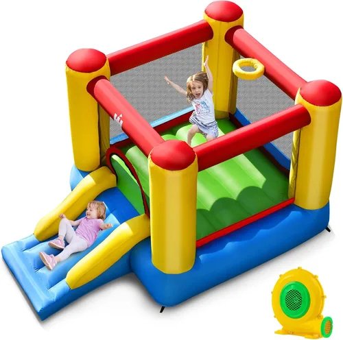 Miniatura 11 de Casa de rebote inflable BOUNTECH, castillo hinchable para niños para interiores y exteriores con área de salto resistente, tobogán, soplador