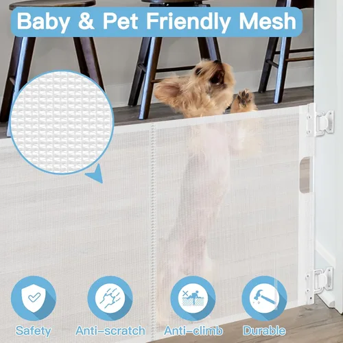 Miniatura 5 de Puerta corta para perros de 0 a 39 pulgadas de ancho, puerta estrecha para bebé, puerta retráctil de 24 pulgadas de alto para bebé, puerta corta