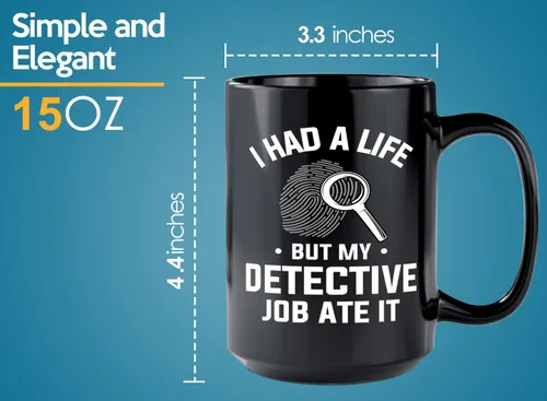 Miniatura 6 de Taza de café detective de 15 onzas, color negro -i had a - oficial de policía policía patrulla detective sheriff policial policía Academia