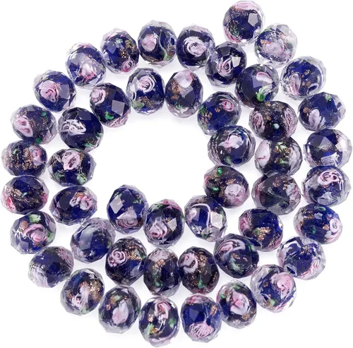 Miniatura 14 de Craftdady 96 cuentas de cristal redondas con arena dorada, 24 estilos hechos a mano que brillan en la oscuridad, cuentas espaciadoras sueltas