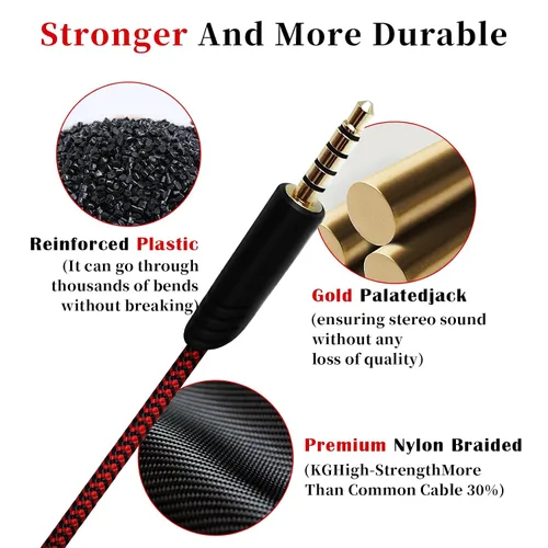 Miniatura 4 de Cable de repuesto para auriculares Astro A40 con botón de silencio en línea para auriculares Astro A10/A40/A40TR/A50, compatible con controlador