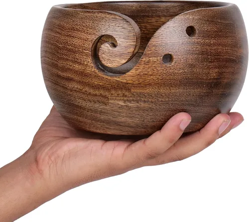 Miniatura 9 de Cuenco Personalizado de Madera de Palisandro para Almacenar Hilo, Soporte y Dispensador de Cuenco para Hilo Sin Enredos, Perfecto Cuenco Grande