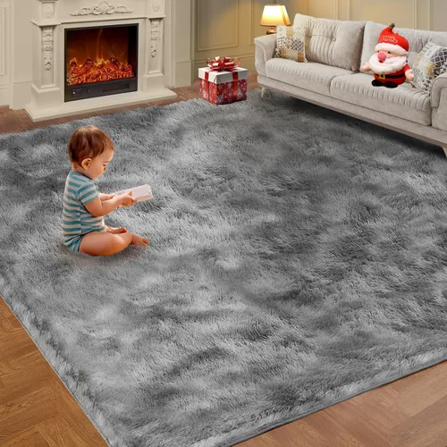 Miniatura 8 de Alfombra de área grande de 8x10 pies, alfombra shag esponjosa para dormitorio, alfombras suaves para guardería, alfombras peludas para habitación
