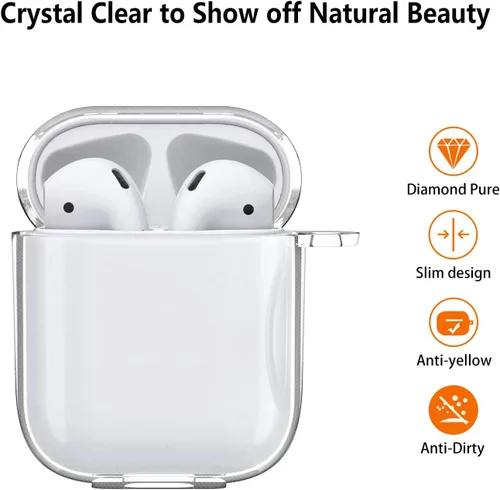 Miniatura 3 de Aircawin Funda transparente para Airpods, funda protectora a prueba de golpes para Airpod 1 y 2, accesorios de protección completa de TPU suave