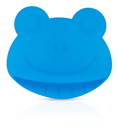 Nuby Sure Grip Miracle Frog Mat con bolsa de alimentos - Placa de succión para niños pequeños - Más de 6 meses - Azul