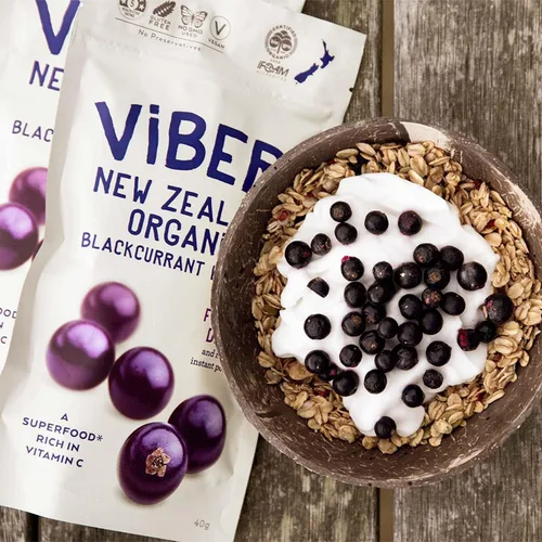 Miniatura 3 de ViBERi Grosellas negras orgánicas liofilizadas 4.23 oz Bayas superfrutas 100% cultivadas en NZ, vitamina C natural y antocianinas, veganas • Sin