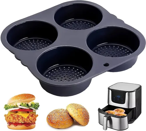 Miniatura 9 de Molde para bollo de hamburguesa, negro, silicona, cavidad profunda de 4 pulgadas, antiadherente