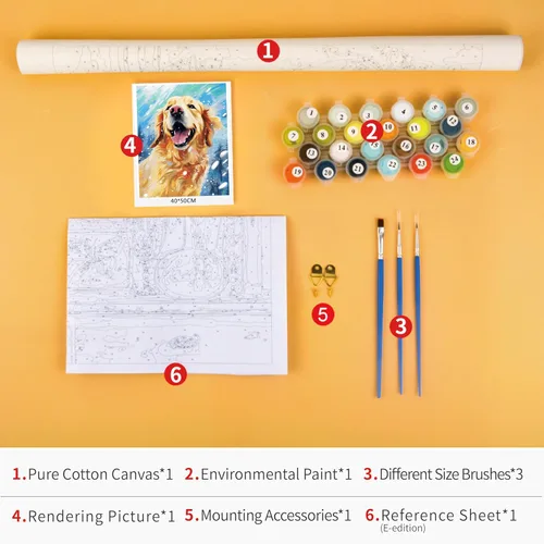 Miniatura 3 de TUMOVO Pintura por números para adultos, Golden Retriever, pintura por números, pintura acrílica DIY para adultos y niños, pintura por números niños