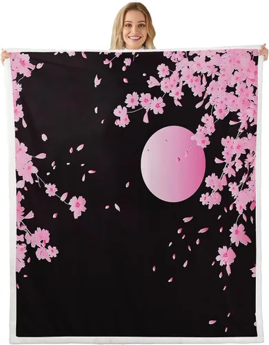 Miniatura 35 de Feelyou Manta de Felpa para Niños con Dibujos de Perros para Cama de Sofá, Manta Sherpa de Perro de Dibujos Animados para Niñas, Rosa, Floral