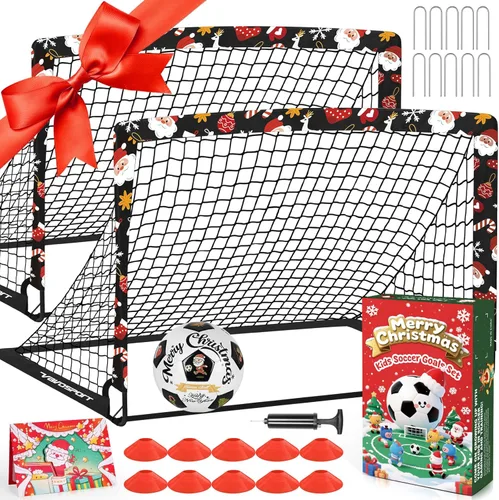Miniatura 20 de Juego de porterías de fútbol para niños para patio trasero – 2 de 4 x 3 pies, equipo portátil de entrenamiento de portería de fútbol, red de fútbol