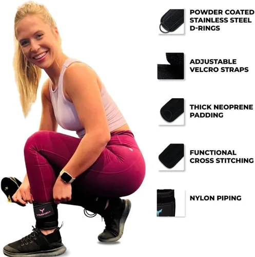 Miniatura 2 de Ankle Straps for Cable Machines Women, Glute Kickback Cable Machine Attachments, Gym Ankle Cuffs, Wrist Cuffs for Workout, Leg Training Accessory