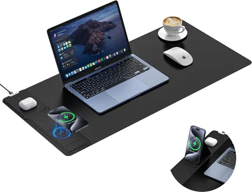 Miniatura 10 de TopMade Alfombrilla de mouse de carga inalámbrica, alfombrilla de mouse impermeable para juegos con superficie ultra suave, base antideslizante