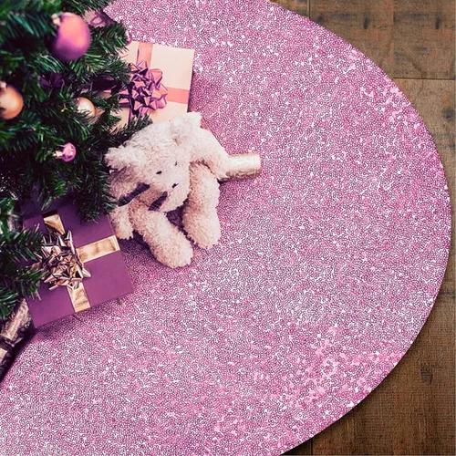 Miniatura 2 de yuboo Falda de árbol de Navidad rosa, 30 pulgadas, con lentejuelas pequeñas con purpurina rosa, adornos de árbol de San Valentín para lápiz, árbol