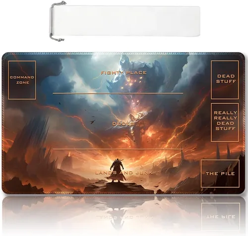 Miniatura 57 de Tapete de juego MTG cosido de alta calidad con zonas y respaldo de goma antideslizante, tapete de juego TCG para MTG y otros juegos de cartas, Dkt