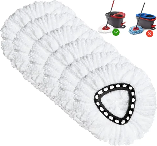 Cabezal de repuesto para trapeador giratorio, paquete de 6 repuestos compatibles con trapeadores giratorios Ocedar triangular, repuesto de mopa