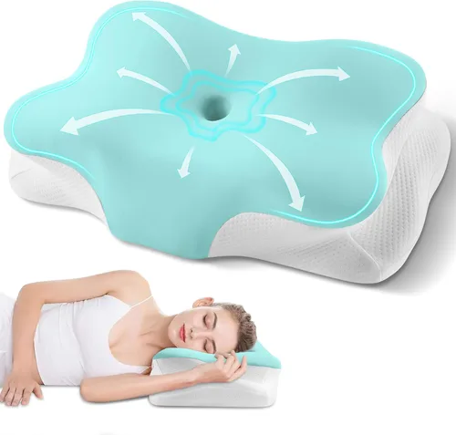Miniatura 14 de Almohada cervical para el cuello, almohada ergonómica para dormir de lado para el soporte del cuello, almohadas de espuma viscoelástica refrescante