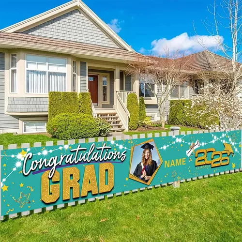 Miniatura 42 de Decoraciones personalizadas para fiestas de graduación 2026 – Cartel de felicitación de graduación grande – Cartel de fondo de graduación