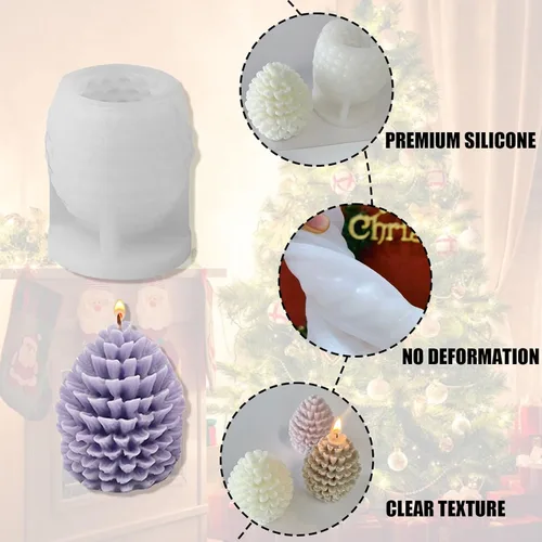 Miniatura 4 de Molde de vela de cono de pino de Navidad, moldes de resina en forma de piña 3D para hacer velas, moldes de silicona para aromaterapia, cera de Molde