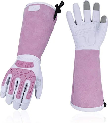 Miniatura 11 de Vgo SL7445 - Guantes de jardinería de cuero sintético para mujer, guantes de trabajo de manga larga, transpirables y con agarre, de alta destreza