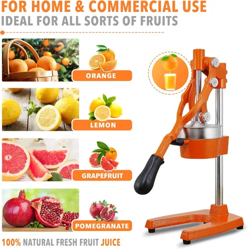 Miniatura 4 de Exprimidor Manual de Frutas de Hierro Fundido Extra Alto de 19 Pulgadas de Altura, Prensa Manual Comercial de Servicio Pesado para Naranja