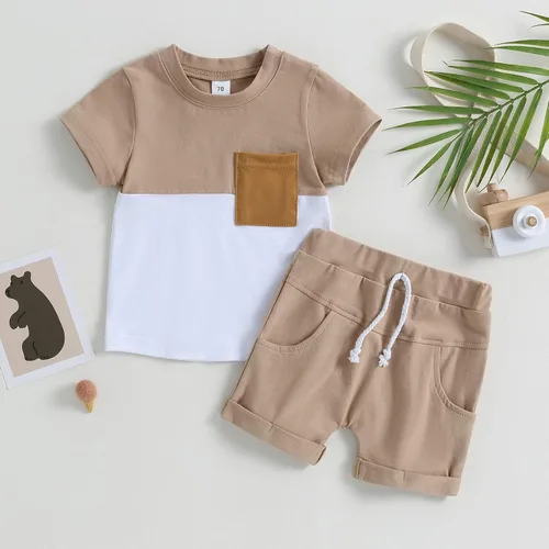 Miniatura 51 de Conjunto de camiseta de manga corta para bebé niño y niña, camiseta de manga corta, pantalones cortos casuales, ropa para recién nacidos, 6, 12, 18