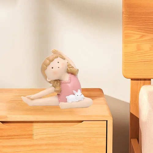 Miniatura 2 de Figuras de postura de yoga, encantadora estatua de conejo, escultura, figura de postura de yoga para decoración de regalos de oficina en casa