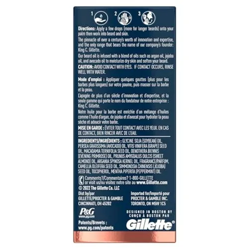 Miniatura 10 de King C. Gillette Aceite para barba para hombres – Argán, Jojoba, aguacate, semillas de macadamia y aceites de almendras – Hidrata y suaviza la barba