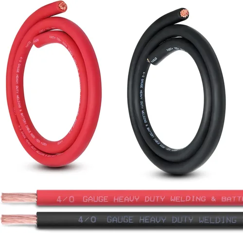 Miniatura 22 de Cable de Batería Calibre 2/0, 10 Pies Rojo + 10 Pies Negro 2/0 AWG Cable de Alambre de Soldadura de Cobre Puro, para Automotriz, Batería, Solar