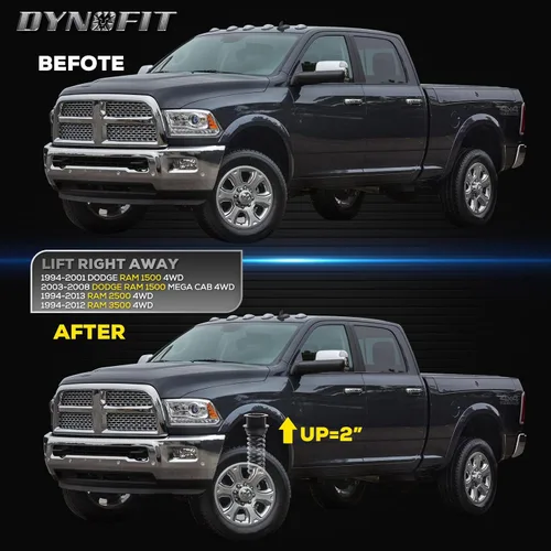 Miniatura 7 de Dynofit Kits de elevación de nivelación de 2 pulgadas para 4WD Dodge Ram 2500/3500 (1994-2013), suspensión delantera Kit de nivel de 2 pulgadas