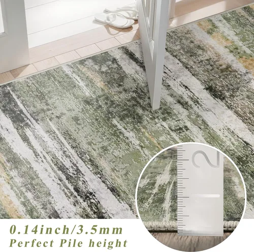 Miniatura 8 de Alfombra lavable para pasillo de 3 x 12 pulgadas, alfombras abstractas modernas con parte trasera antideslizante, alfombra ultra suave para cocina